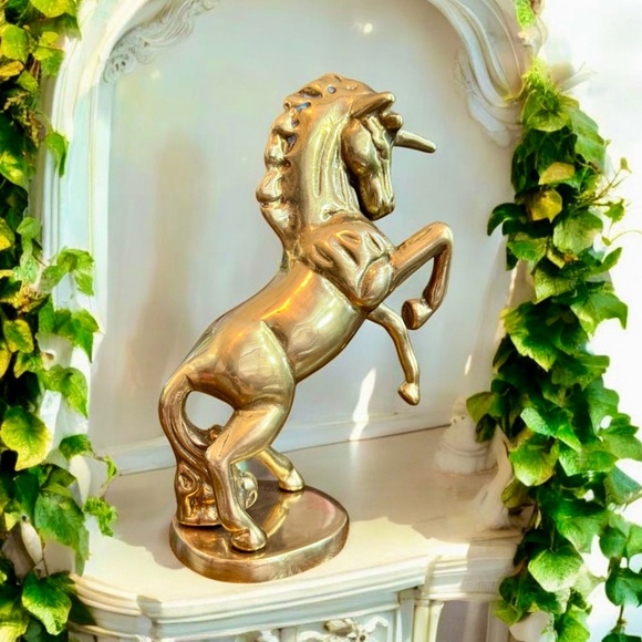 Elegant Vintage Unicorn Solid Brass Statue Art Figurine - Picture 10 of 15